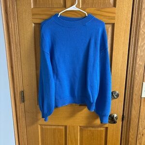 Vibrant Blue Crew Neck Women's Sweater